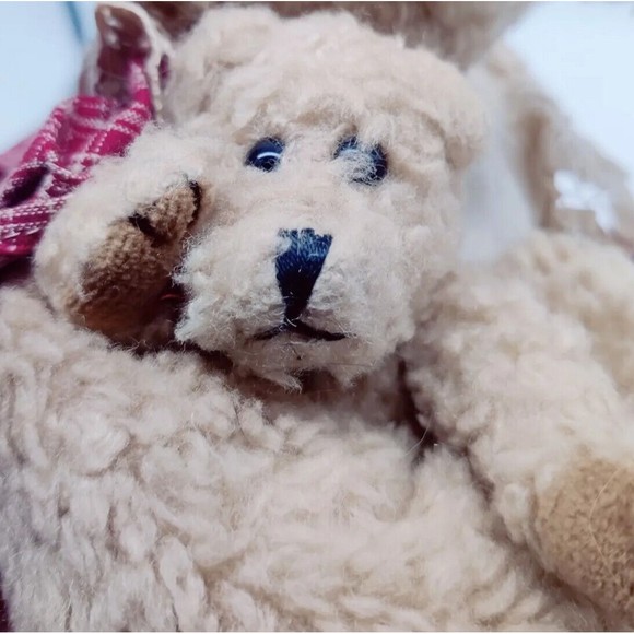 Vintage Mama & Baby Plush Boyds 18" Bear Teddy Cute Primative Plaid Dress Mom - Picture 9 of 9